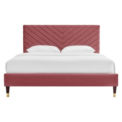 Roxanne Performance Velvet Queen Platform Bed by Modway