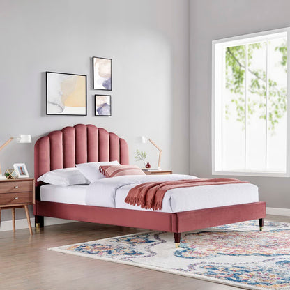 Daisy Performance Velvet Queen Platform Bed by Modway