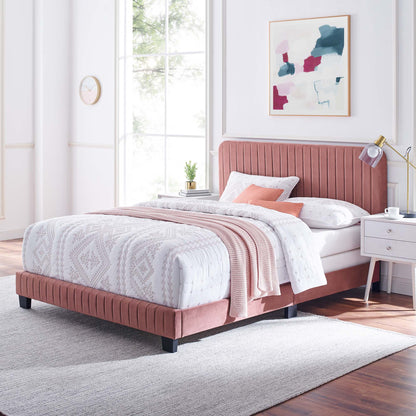 Celine Channel Tufted Performance Velvet Queen Bed by Modway
