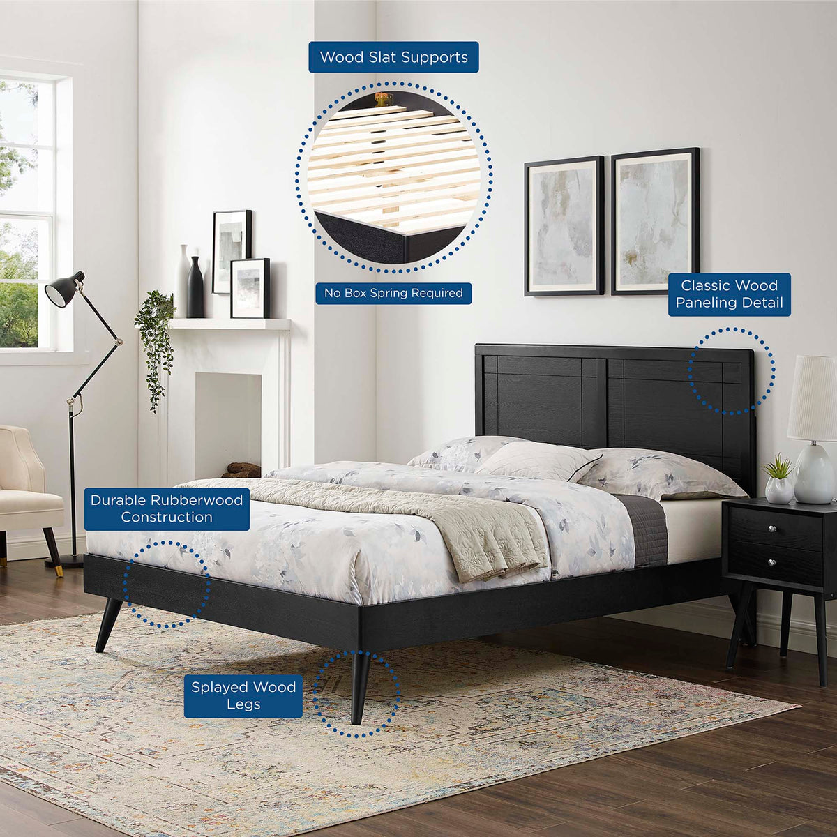 Marlee Wood Queen Platform Bed With Splayed Legs by Modway