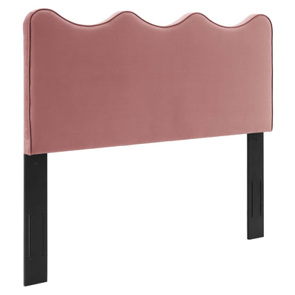 Current Performance Velvet Queen Platform Bed by Modway - Dusty Rose / White