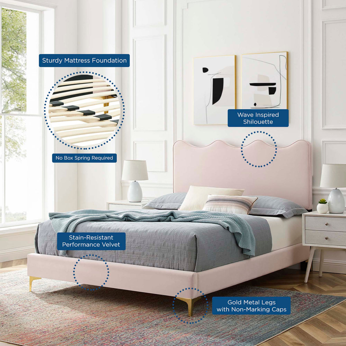 Current Performance Velvet Twin Platform Bed by Modway - MOD-6727