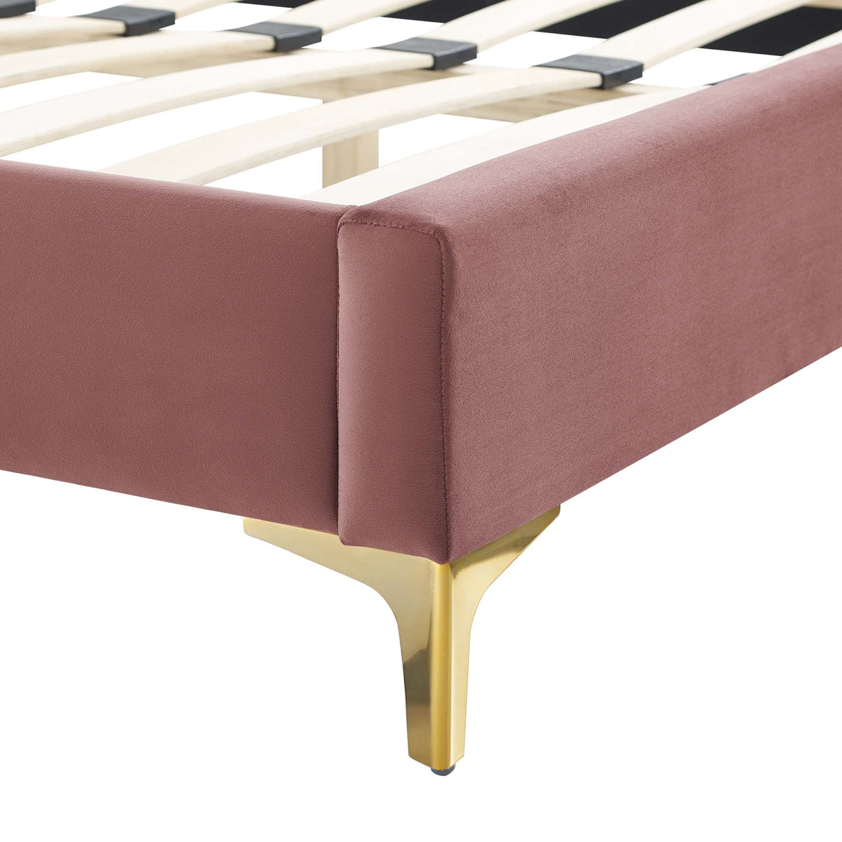 Current Performance Velvet Queen Platform Bed by Modway - Dusty Rose / Pink / White
