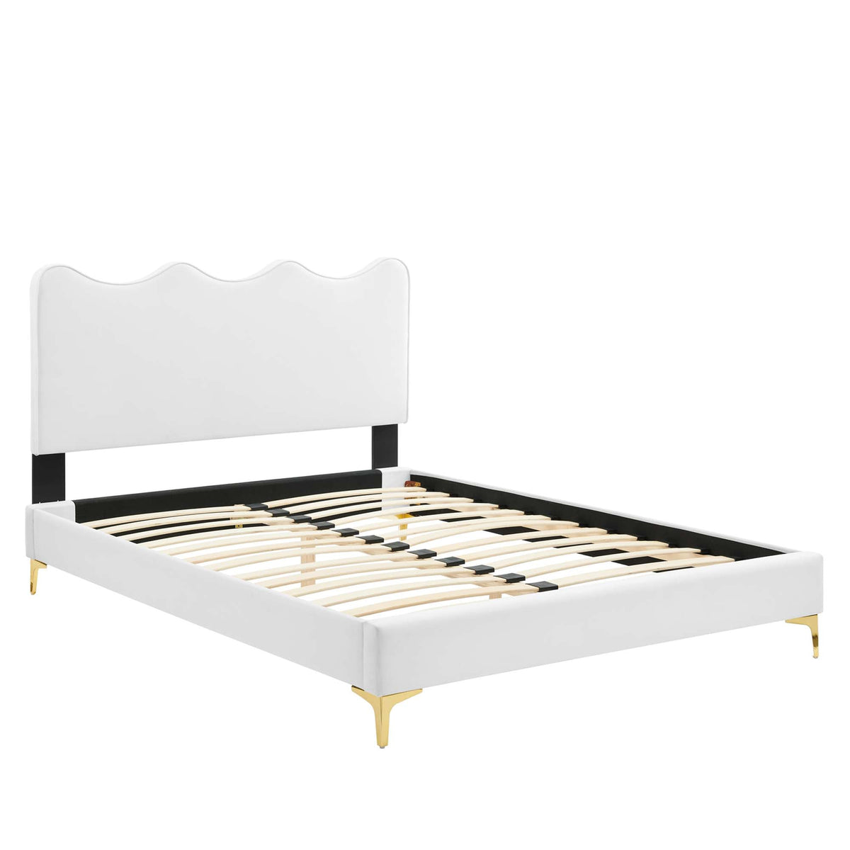 Current Performance Velvet Queen Platform Bed by Modway - Dusty Rose / Pink / White