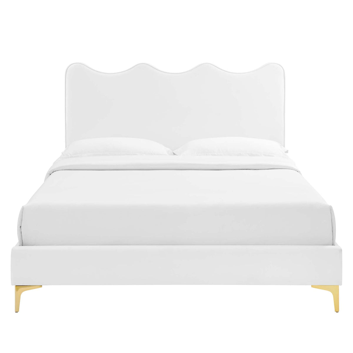 Current Performance Velvet Queen Platform Bed by Modway - Dusty Rose / Pink / White