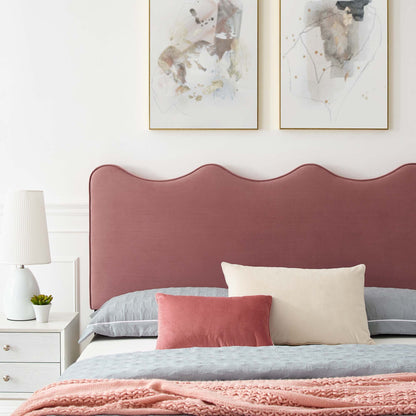 Current Performance Velvet Queen Platform Bed by Modway - Dusty Rose / White