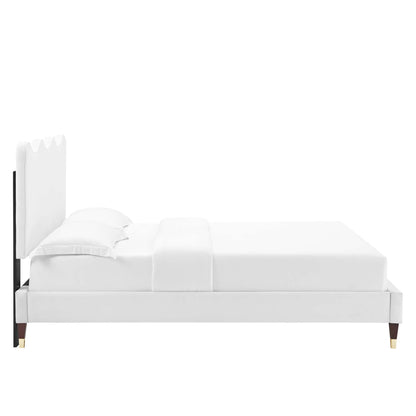 Current Performance Velvet Queen Platform Bed by Modway - Dusty Rose / White