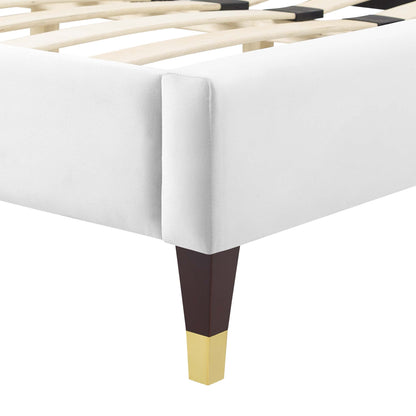 Current Performance Velvet Queen Platform Bed by Modway - Dusty Rose / White