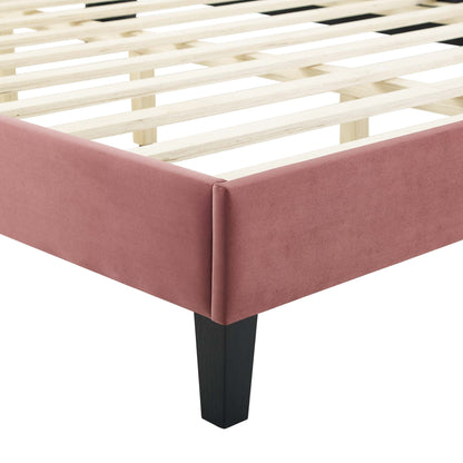 Current Performance Velvet Queen Platform Bed by Modway - Dusty Rose / Light Gray / Pink / White