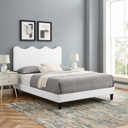 Current Performance Velvet Queen Platform Bed by Modway - Dusty Rose / Light Gray / Pink / White