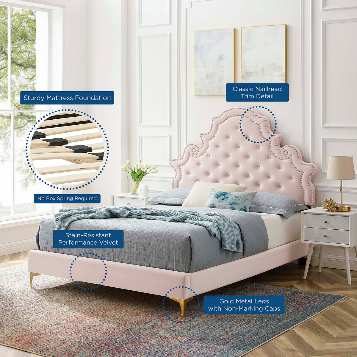Gwyneth Tufted Performance Velvet Queen Platform Bed by Modway - MOD-6751