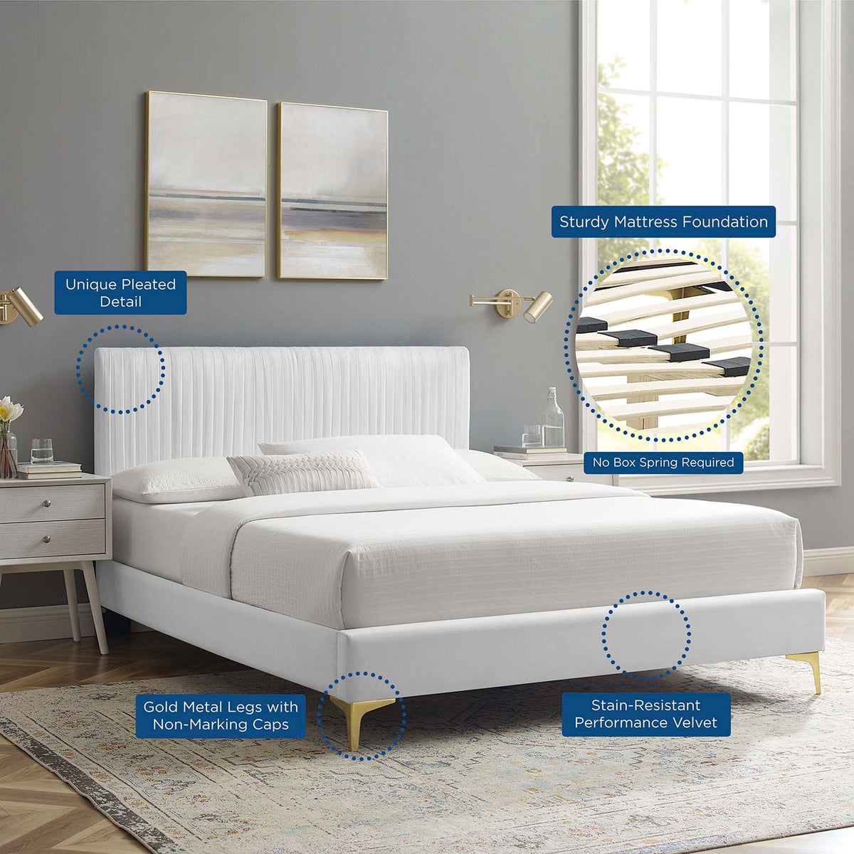 Peyton Performance Velvet Full Platform Bed by Modway - MOD-6868