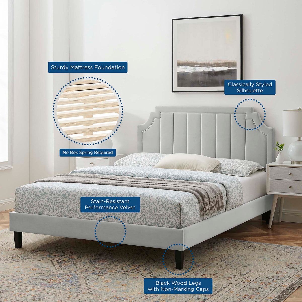 Sienna Performance Velvet Twin Platform Bed by Modway - MOD-6908