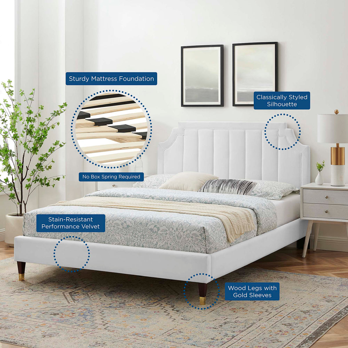 Sienna Performance Velvet King Platform Bed by Modway - MOD-6919
