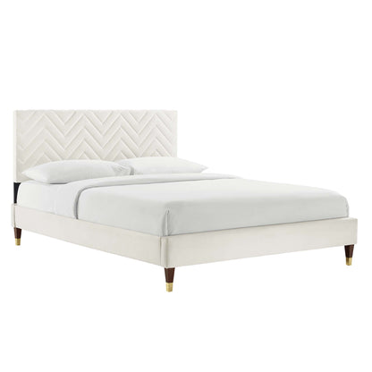 Leah Chevron Tufted Performance Velvet Queen Platform Bed by Modway - MOD-6969