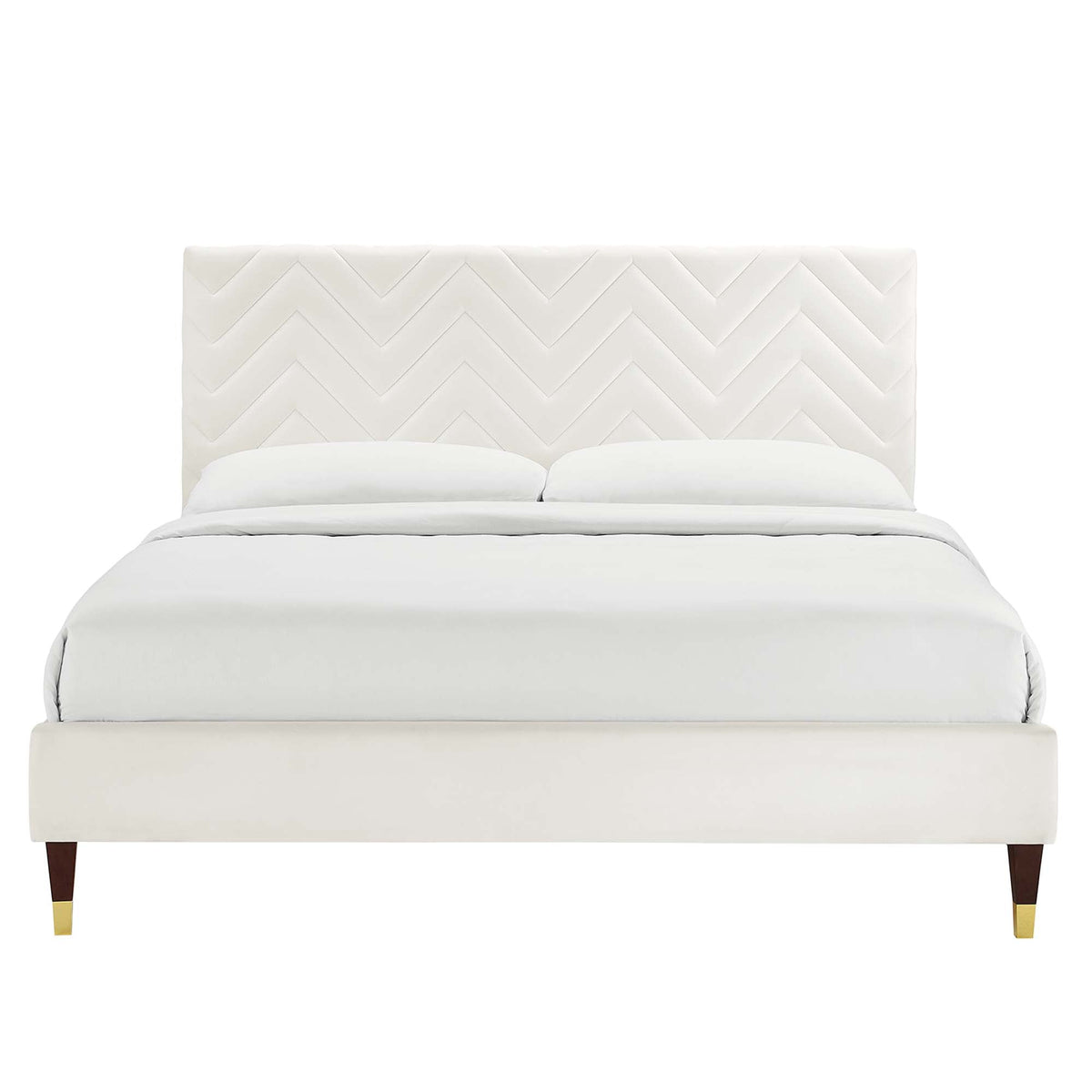 Leah Chevron Tufted Performance Velvet Queen Platform Bed by Modway - MOD-6969