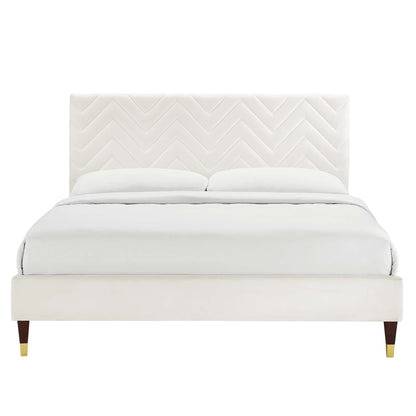 Leah Chevron Tufted Performance Velvet Queen Platform Bed by Modway - MOD-6969