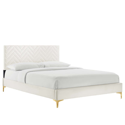 Leah Chevron Tufted Performance Velvet Queen Platform Bed by Modway - MOD-6977