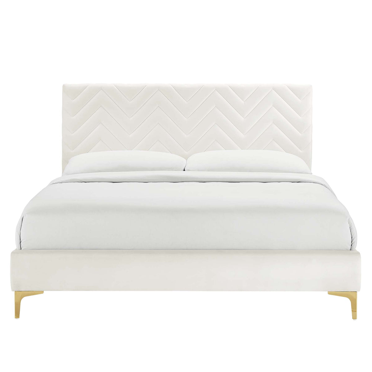 Leah Chevron Tufted Performance Velvet Queen Platform Bed by Modway - MOD-6977