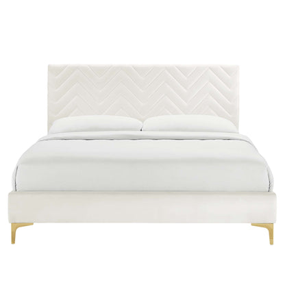Leah Chevron Tufted Performance Velvet Queen Platform Bed by Modway - MOD-6977