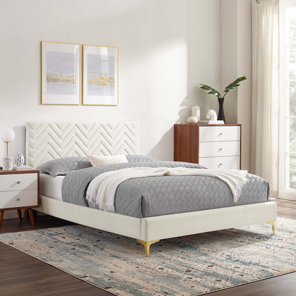Leah Chevron Tufted Performance Velvet Queen Platform Bed by Modway - MOD-6977