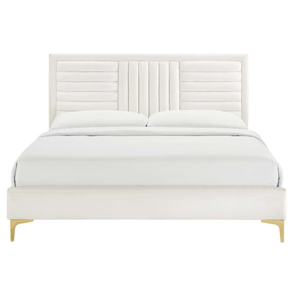 Sofia Channel Tufted Performance Velvet Queen Platform Bed by Modway - MOD-6979