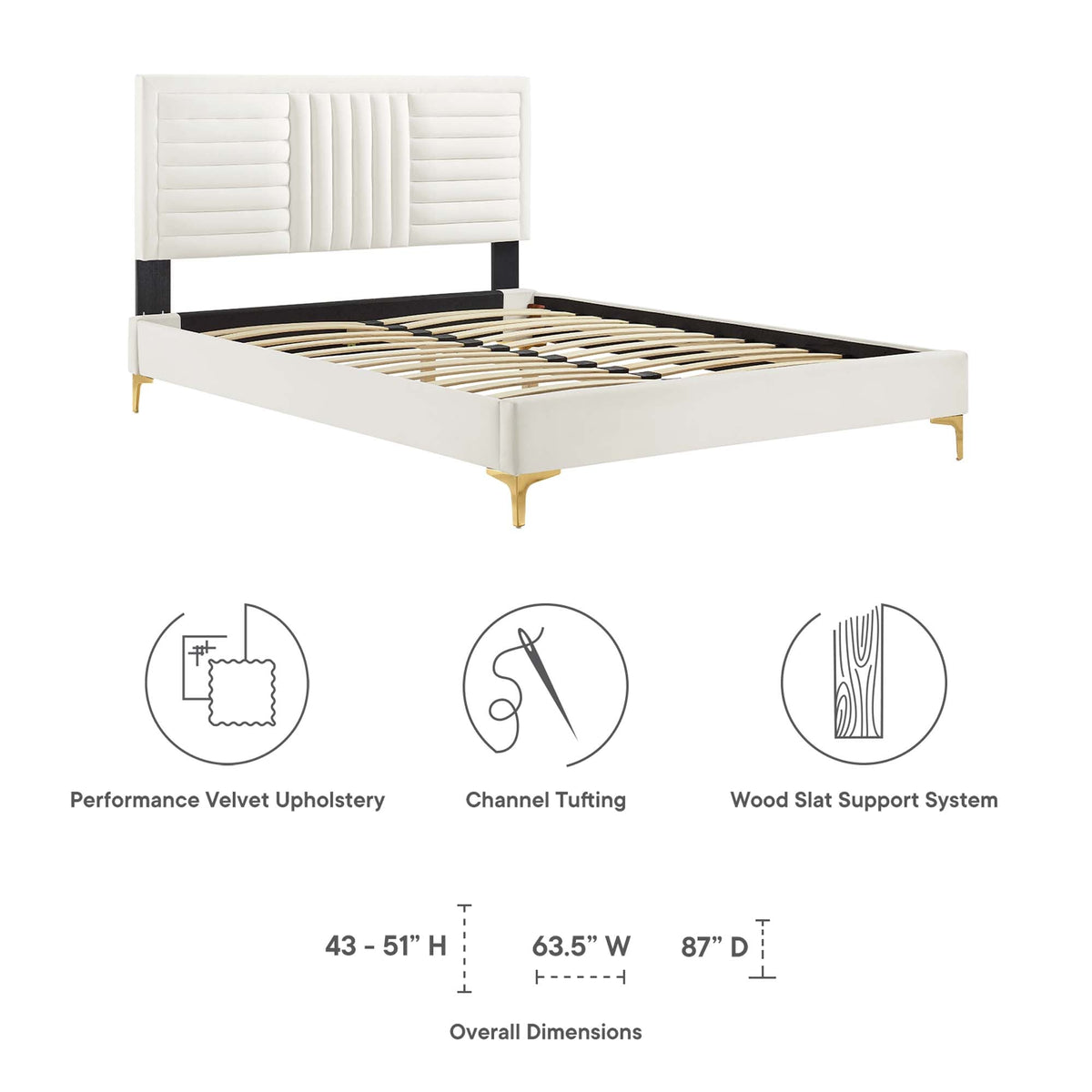 Sofia Channel Tufted Performance Velvet Queen Platform Bed by Modway - MOD-6979