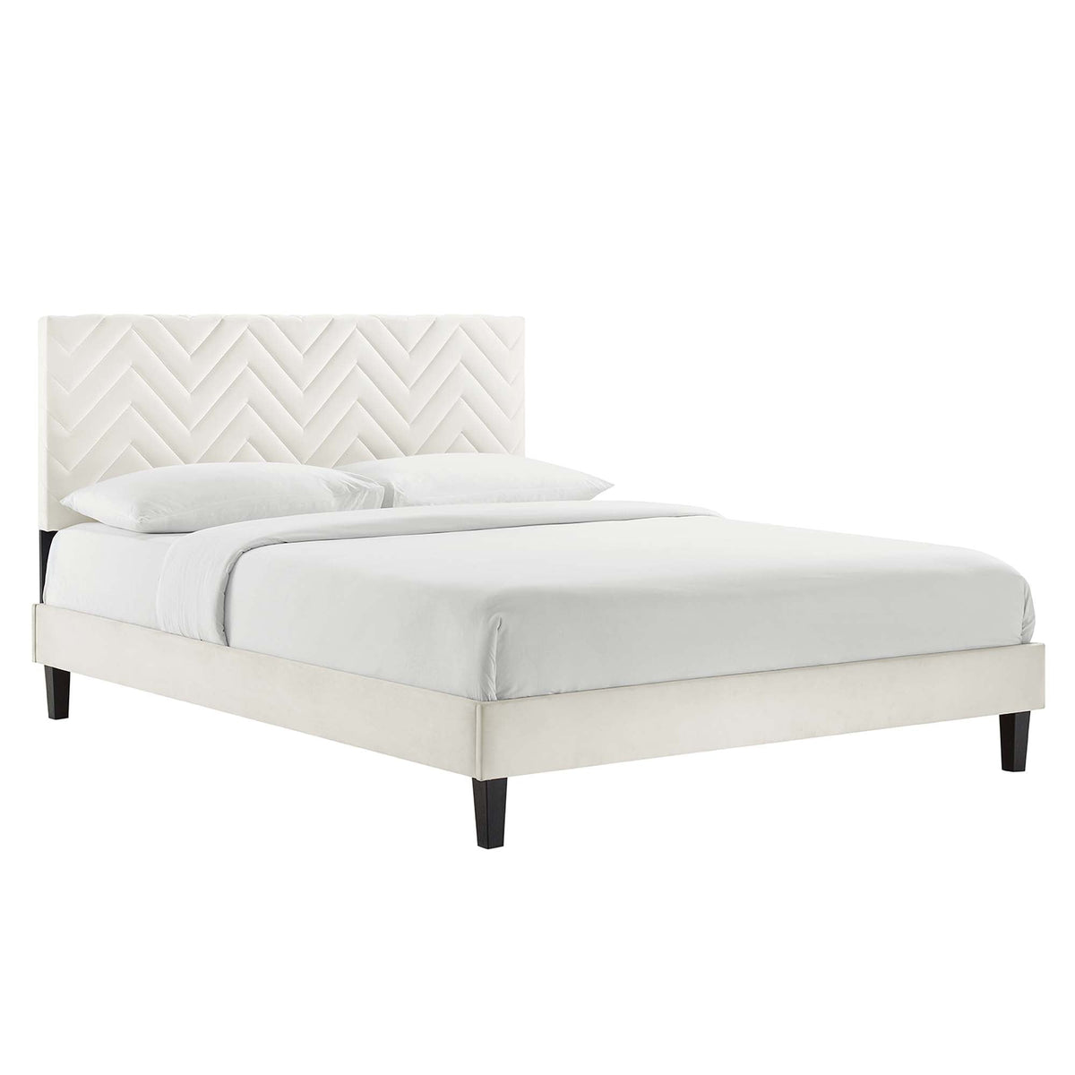 Leah Chevron Tufted Performance Velvet Twin Platform Bed by Modway