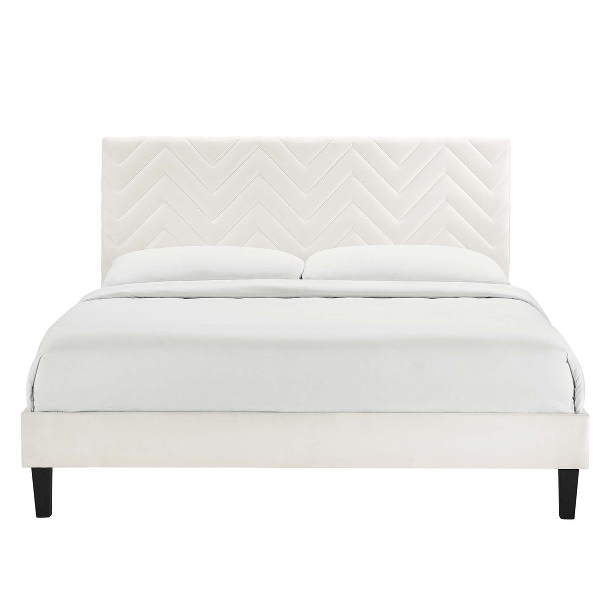 Leah Chevron Tufted Performance Velvet Twin Platform Bed by Modway
