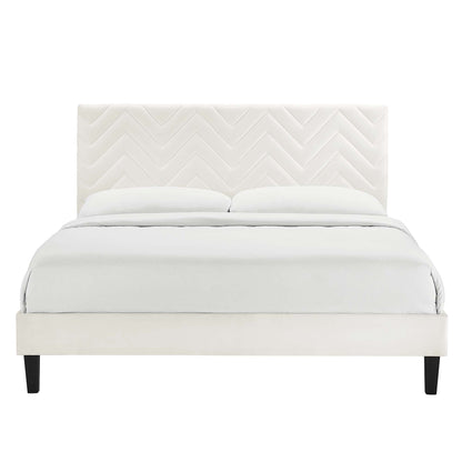Leah Chevron Tufted Performance Velvet Twin Platform Bed by Modway