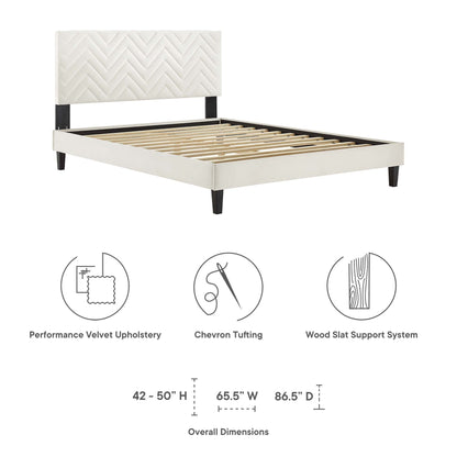 Leah Chevron Tufted Performance Velvet Twin Platform Bed by Modway