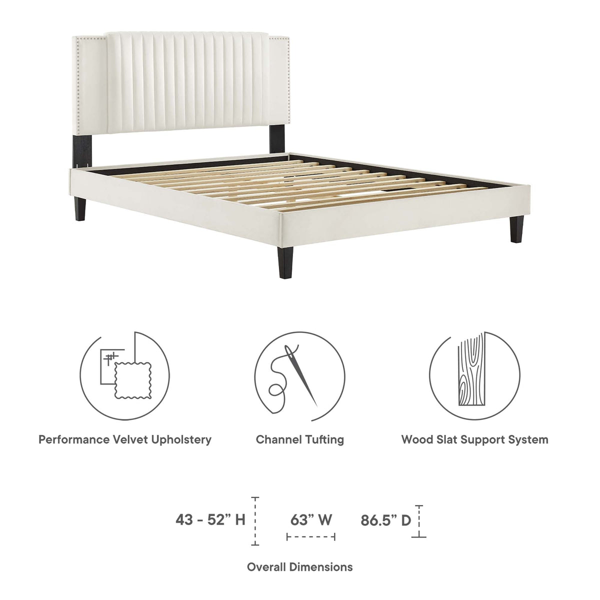 Zahra Channel Tufted Performance Velvet Twin Platform Bed by Modway