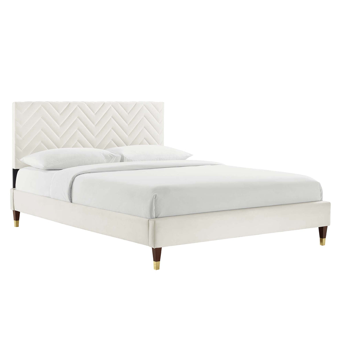 Leah Chevron Tufted Performance Velvet Full Platform Bed by Modway - MOD-6997