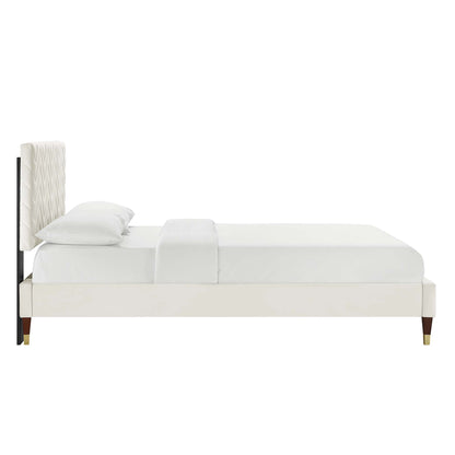 Leah Chevron Tufted Performance Velvet Full Platform Bed by Modway - MOD-6997