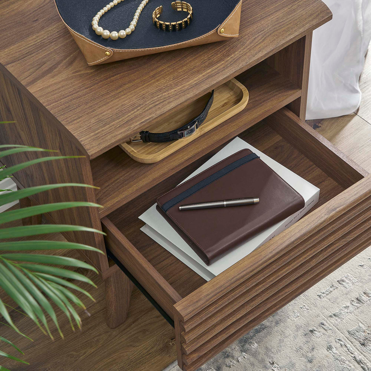 Render Nightstand by Modway - Charcoal / Oak / Walnut (MOD-7070)