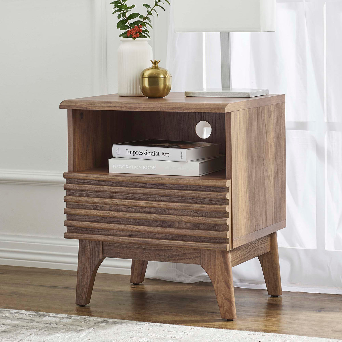 Render Nightstand by Modway - Charcoal / Oak / Walnut (MOD-7070)