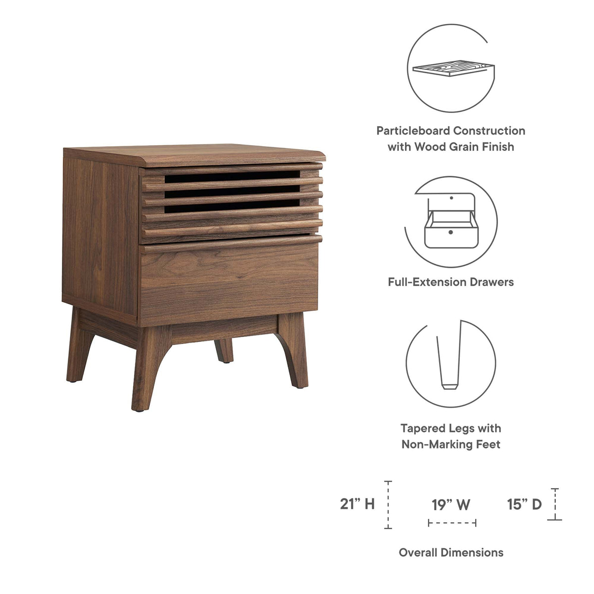 Render Nightstand by Modway - Charcoal / Oak / Walnut (MOD-7071)