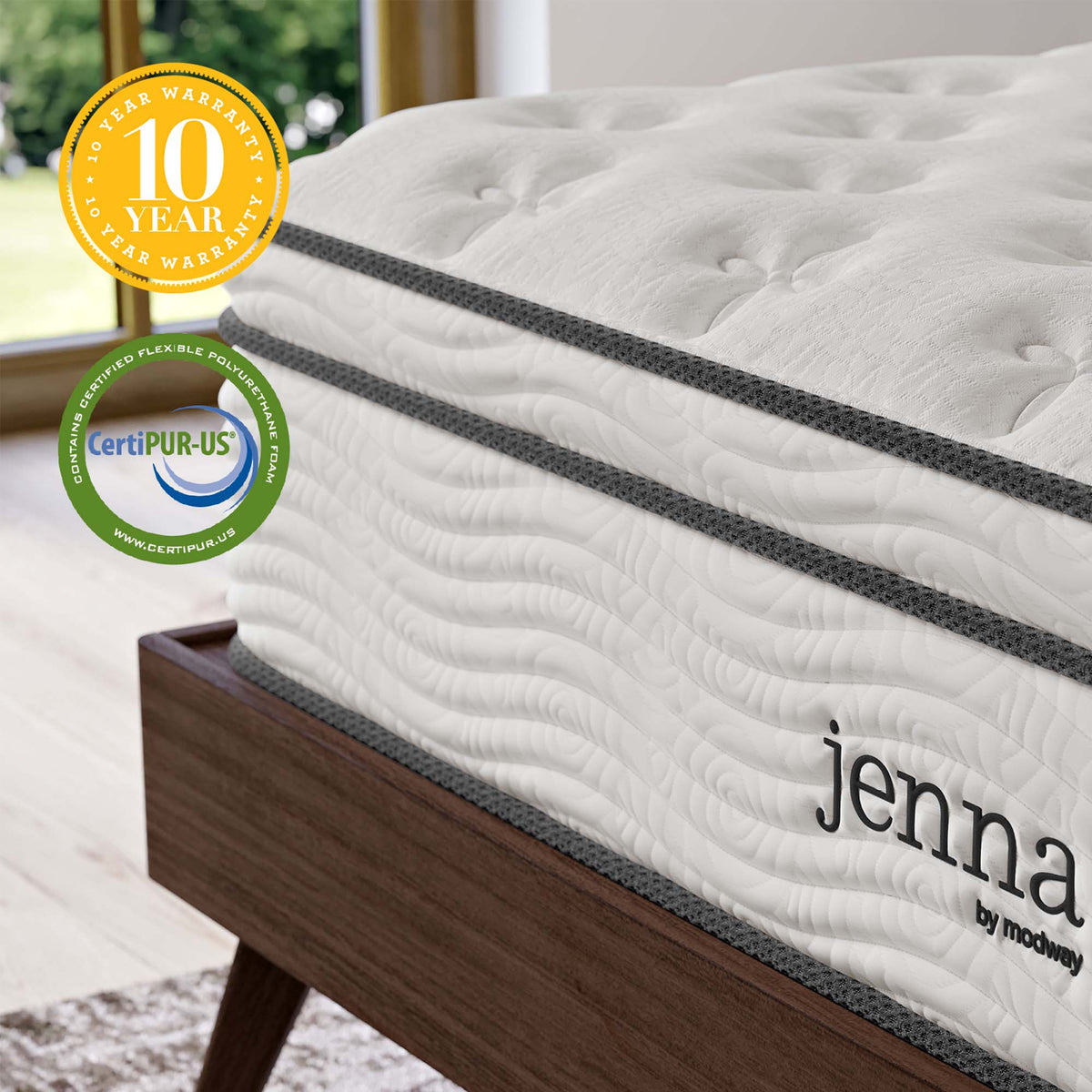 Jenna 12" Innerspring and Foam Queen Mattress by Modway