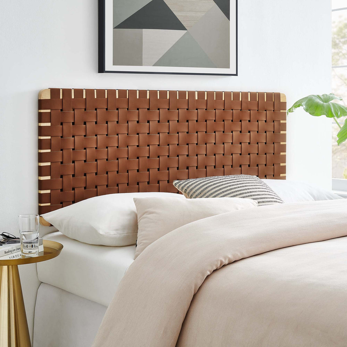 Sparta Weave Vegan Leather Full Headboard by Modway - Natural Beige / Natural Brown / Walnut Black / Walnut Brown (MOD-7122)