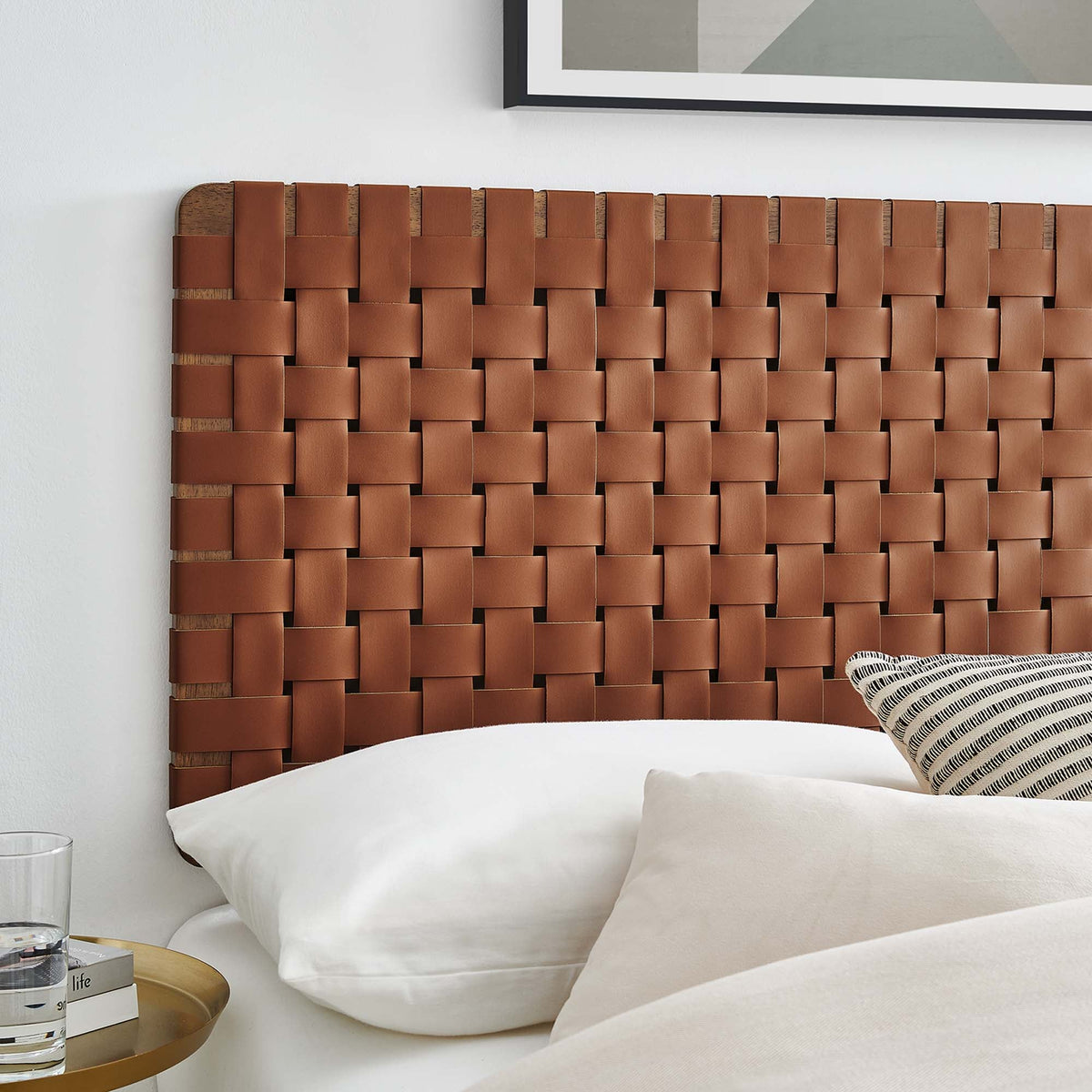 Sparta Weave Vegan Leather Full Headboard by Modway - Natural Beige / Natural Brown / Walnut Black / Walnut Brown (MOD-7122)
