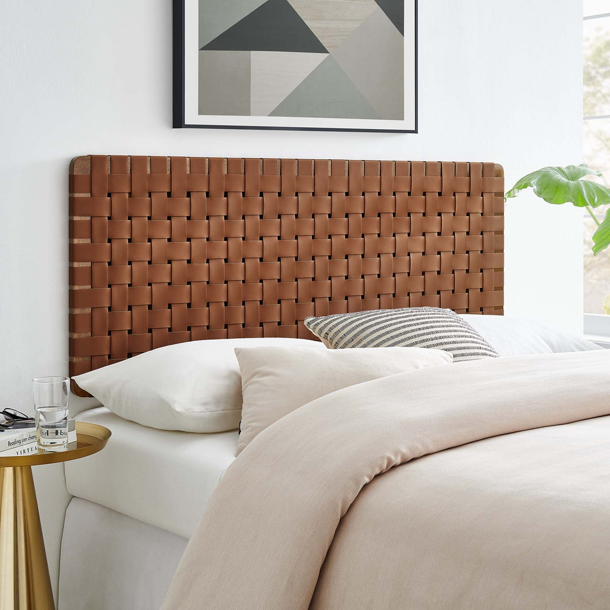 Sparta Weave Vegan Leather Full Headboard by Modway - Natural Beige / Natural Brown / Walnut Black / Walnut Brown (MOD-7122)