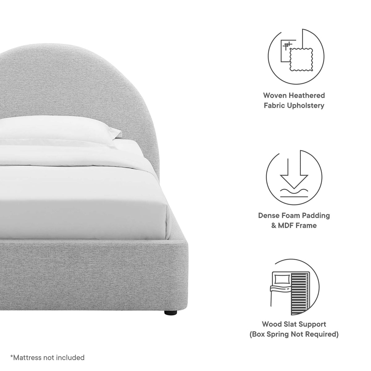 Resort Upholstered Fabric Arched Round Twin Platform Bed by Modway