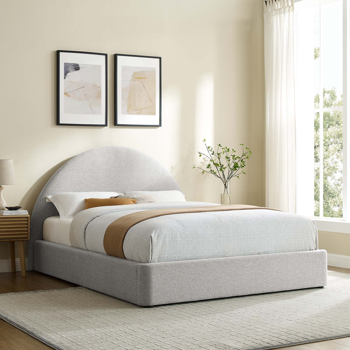 Resort Upholstered Fabric Arched Round King Platform Bed by Modway