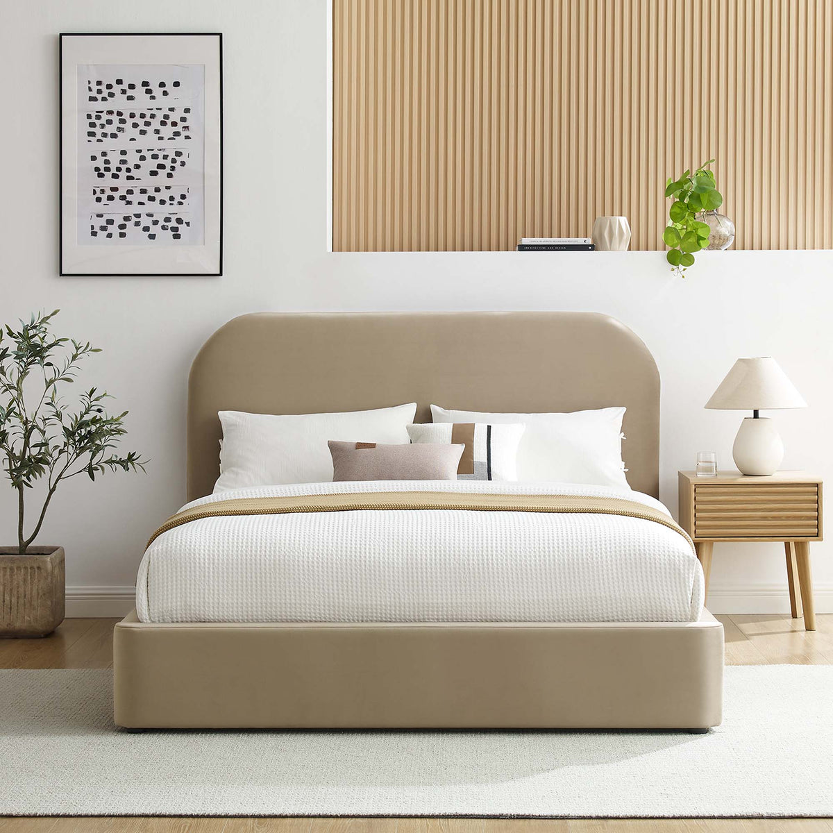 Keynote Performance Velvet Curved Full Platform Bed by Modway