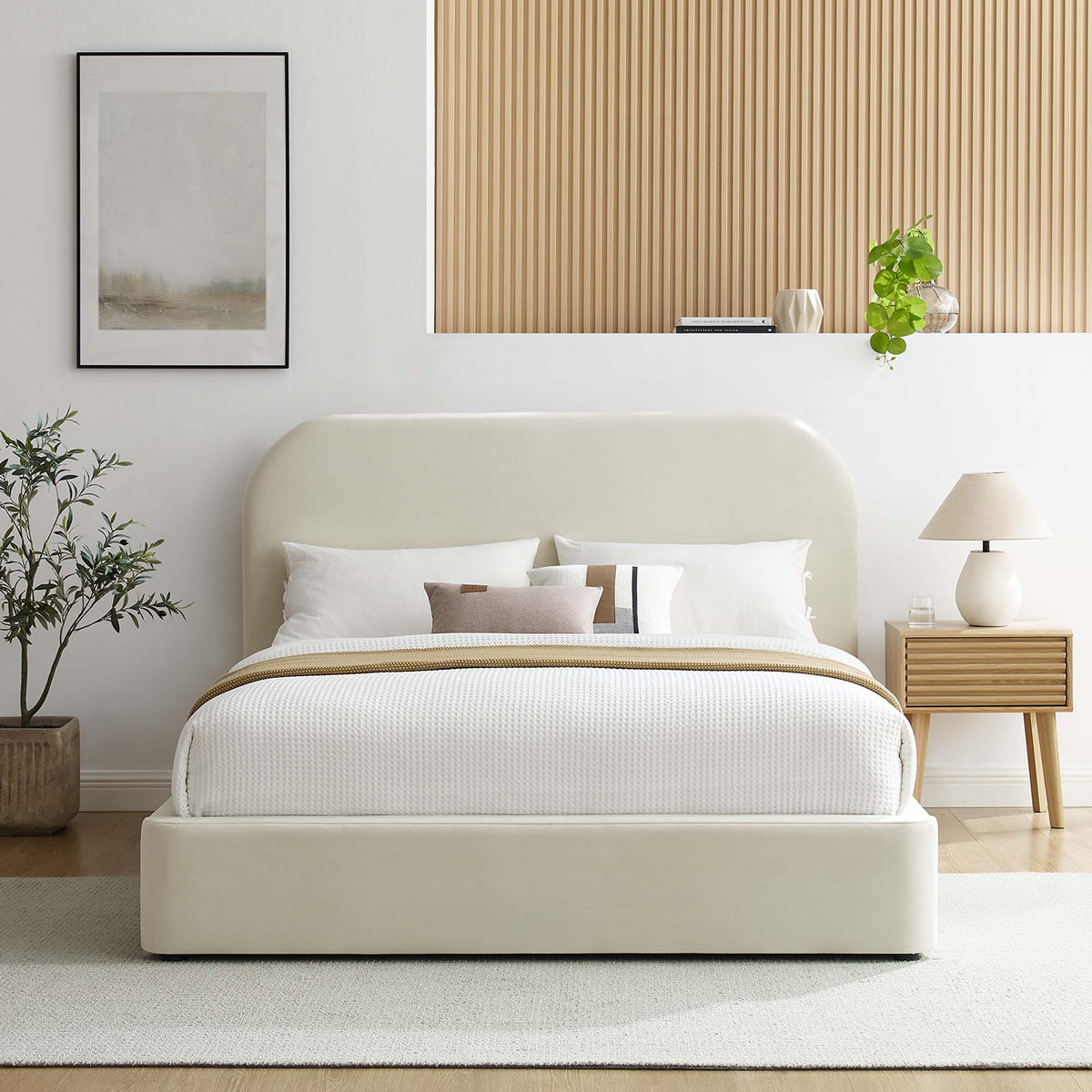 Keynote Performance Velvet Curved Queen Platform Bed by Modway