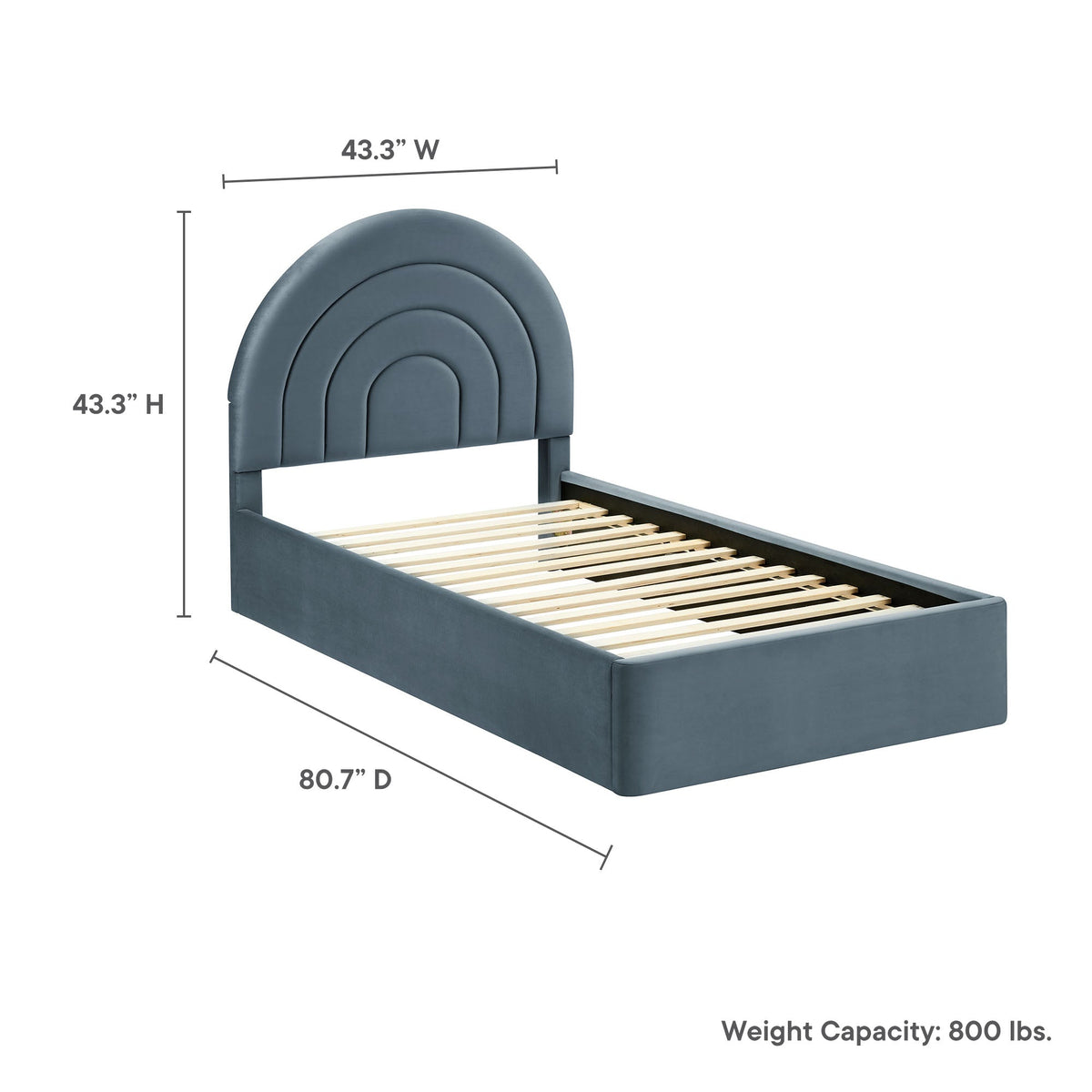 Solana Arched Performance Velvet Twin Platform Bed