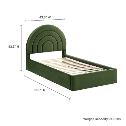 Solana Arched Performance Velvet Twin Platform Bed