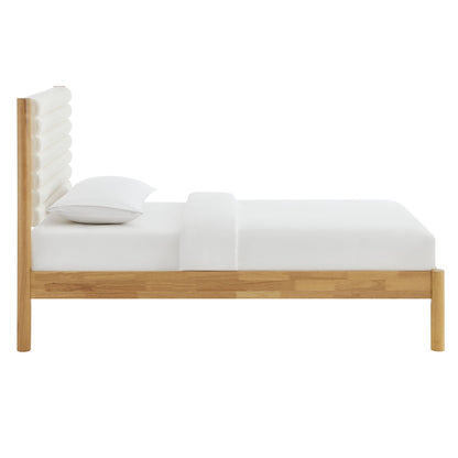 Olea Channel Tufted Boucle Solid Wood Twin Platform Bed by Modway