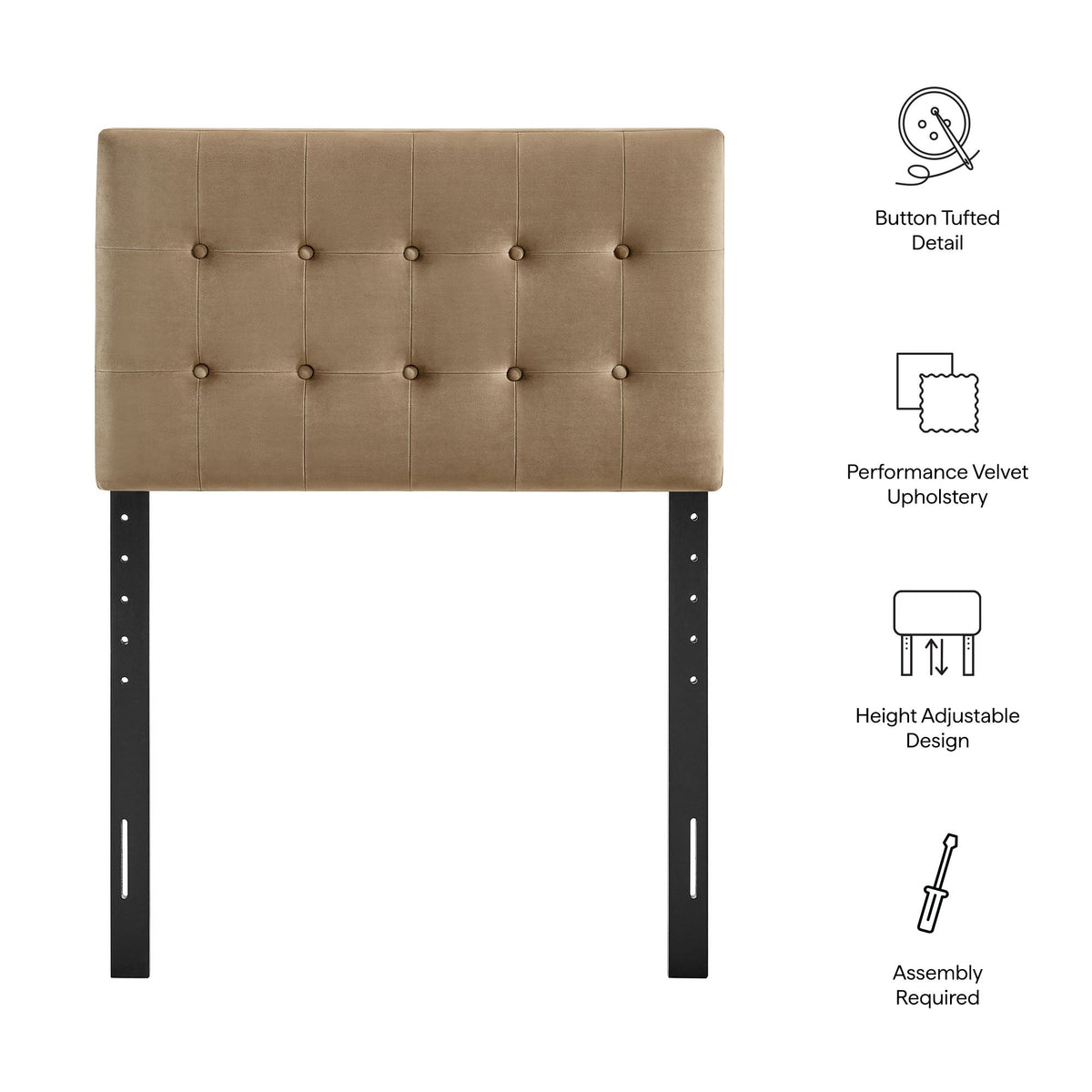 Emily Stain-Resistant Performance Velvet Twin Size Headboard by Modway