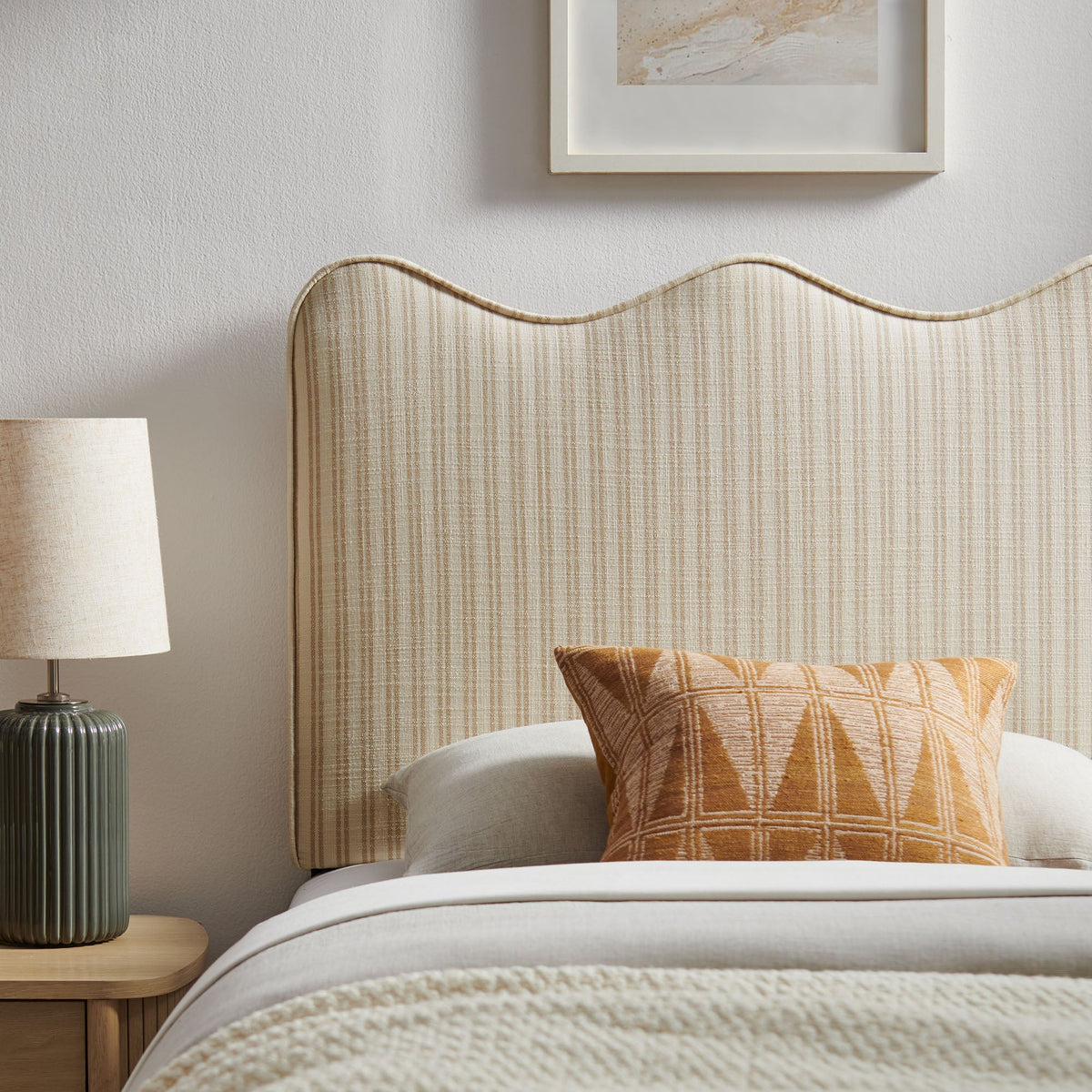 Athena Striped Fabric Upholstered Twin Size Headboard by Modway